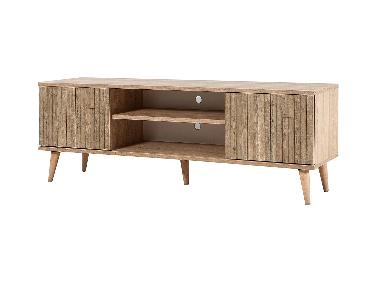 Mueble TV rústico en roble Sonoma – 140 cm – Revestido 100% melamina