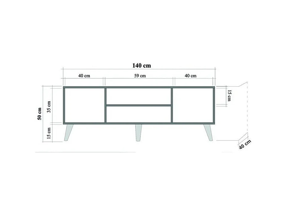 Mueble TV rústico en roble Sonoma – 140 cm – Revestido 100% melamina