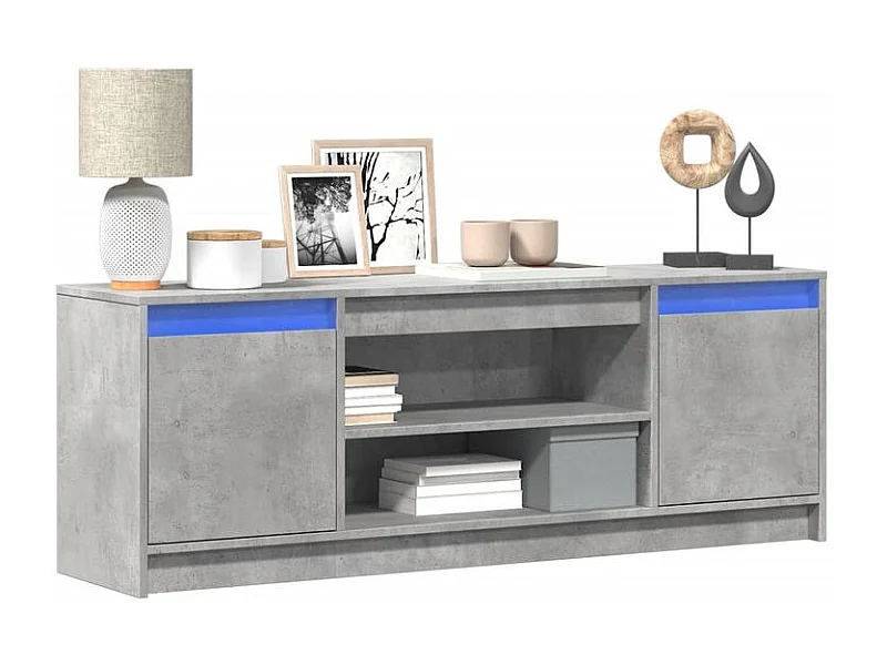 Meuble TV avec LED gris béton 139,5x34x50 bois d'ingénierie