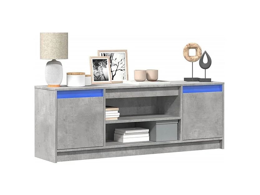 Meuble TV avec LED gris béton 139,5x34x50 bois d'ingénierie