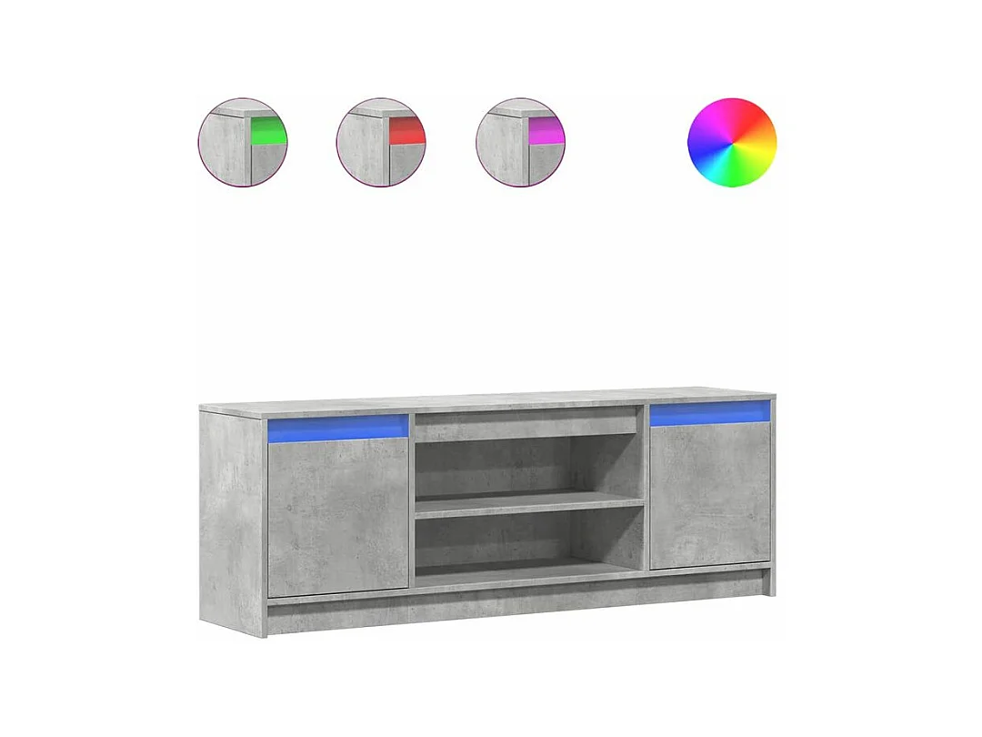 Meuble TV avec LED gris béton 139,5x34x50 bois d'ingénierie