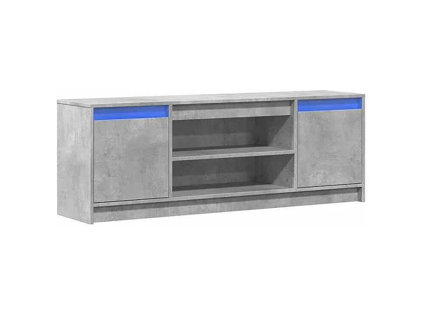 Meuble TV avec LED gris béton 139,5x34x50 bois d'ingénierie