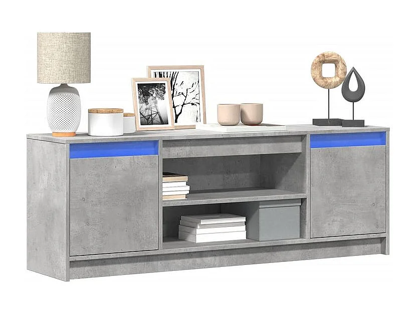 Meuble TV avec LED gris béton 139,5x34x50 bois d'ingénierie