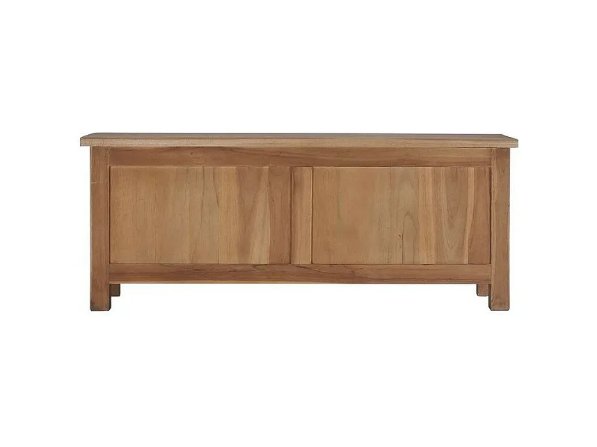 Meuble TV 2 portes coulissantes teck massif foncé Roeta 90cm