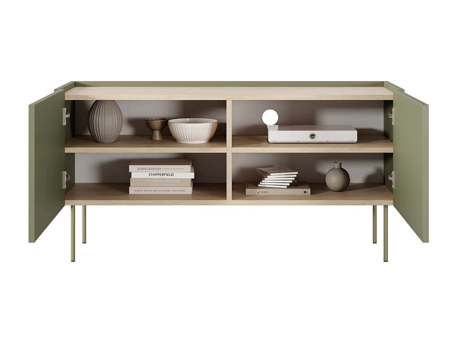 Mueble TV 2 puertas con pie metálico 120x60 cm