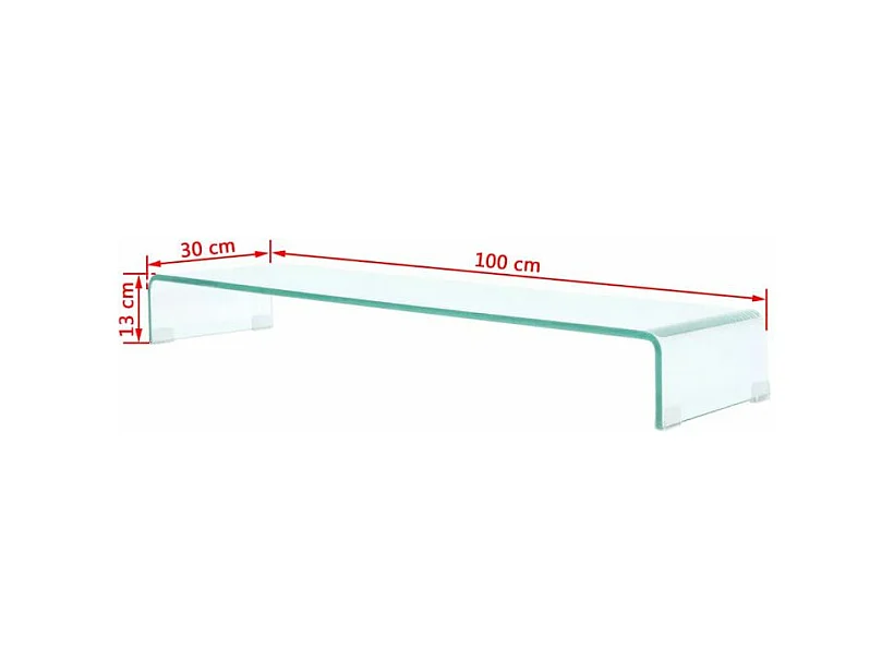 Meuble TV verre trempé transparent Martial L 100