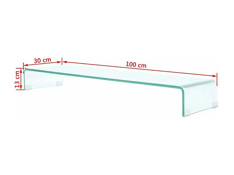 Meuble TV verre trempé transparent Martial L 100