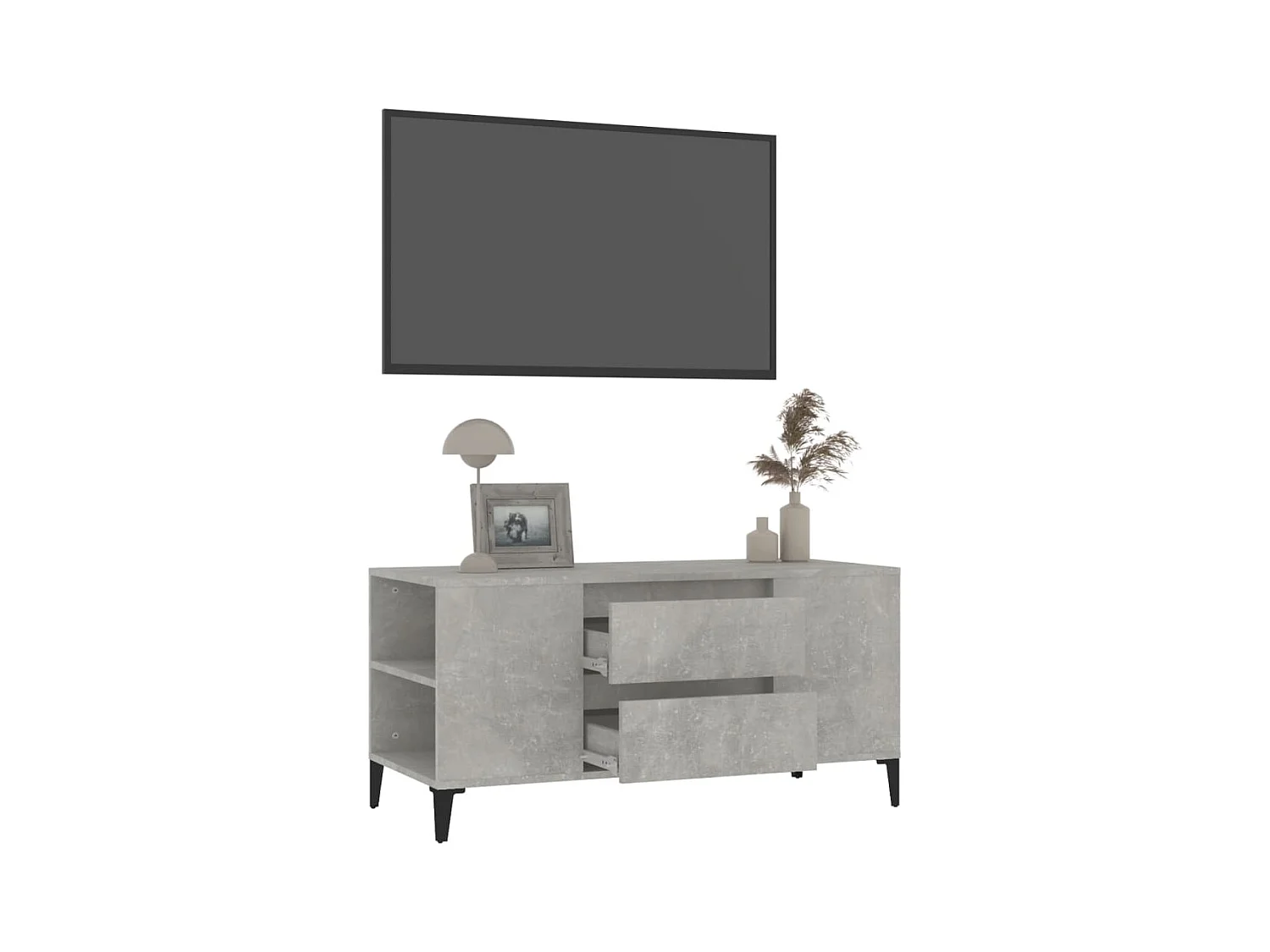 Meuble TV Gris béton 102x44,5x50 Bois d'ingénierie