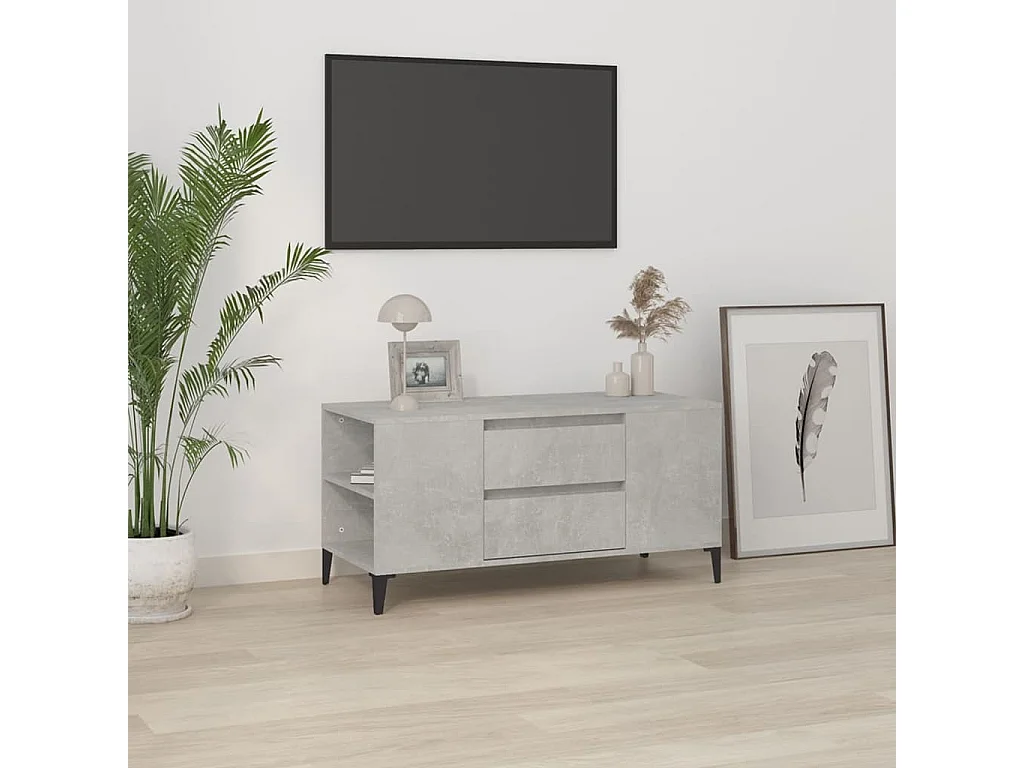 Meuble TV Gris béton 102x44,5x50 Bois d'ingénierie