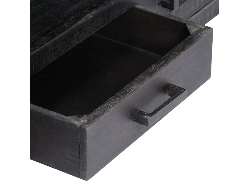 Meuble TV 2 portes 1 tiroir manguier massif noir Pinkie