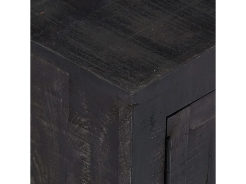 Meuble TV 2 portes 1 tiroir manguier massif noir Pinkie