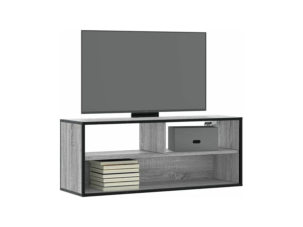 Meuble TV sonoma gris 100x31x39,5 bois d'ingénierie et métal