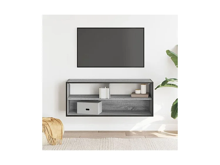 Meuble TV sonoma gris 100x31x39,5 bois d'ingénierie et métal