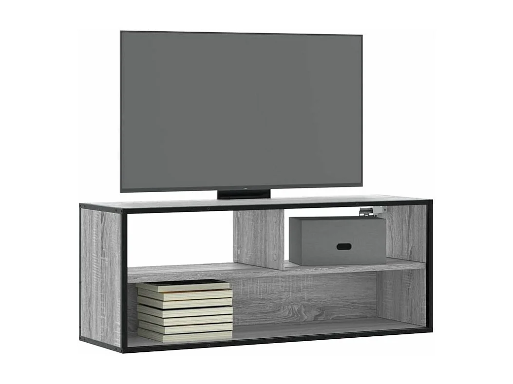 Meuble TV sonoma gris 100x31x39,5 bois d'ingénierie et métal