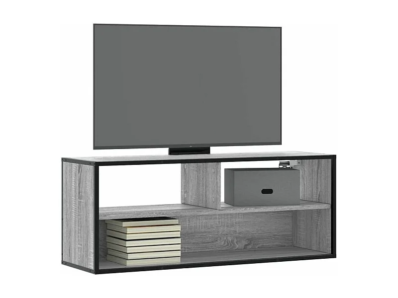 Meuble TV sonoma gris 100x31x39,5 bois d'ingénierie et métal