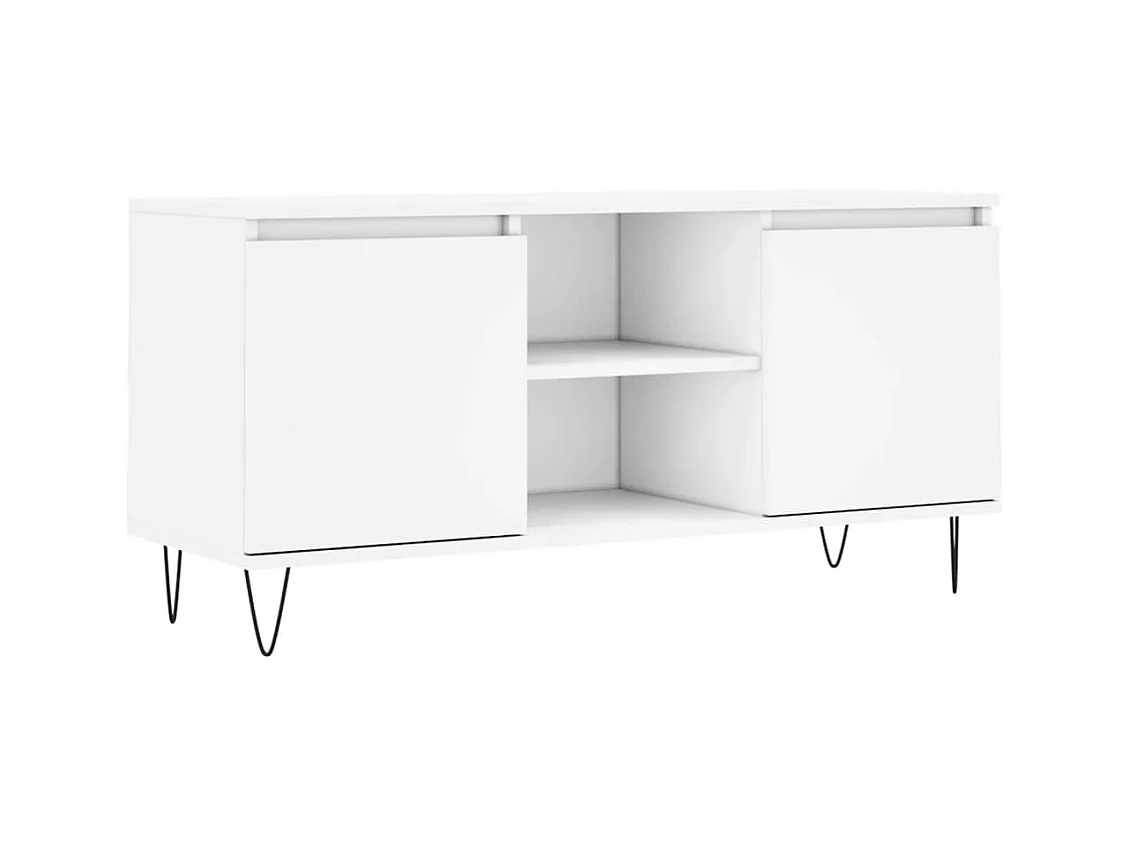 Meuble TV blanc 104x35x50 bois d'ingénierie