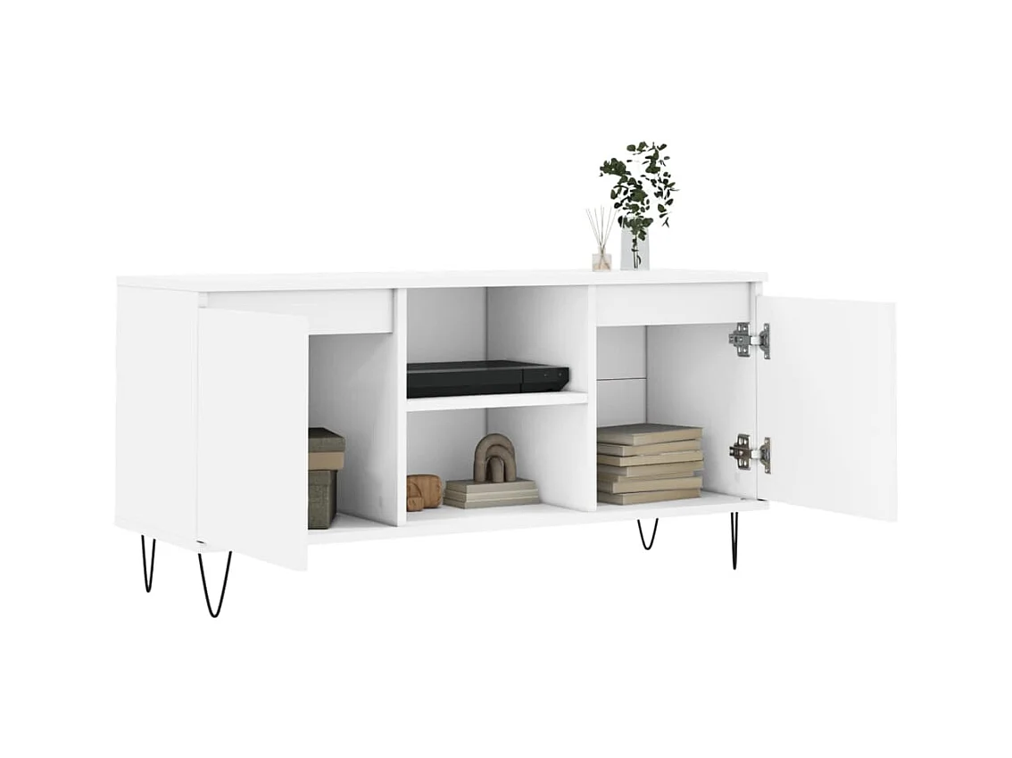 Meuble TV blanc 104x35x50 bois d'ingénierie