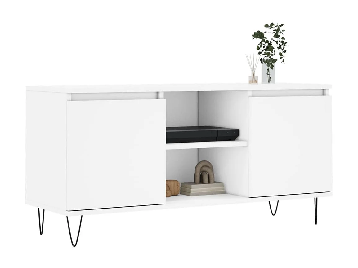Meuble TV blanc 104x35x50 bois d'ingénierie