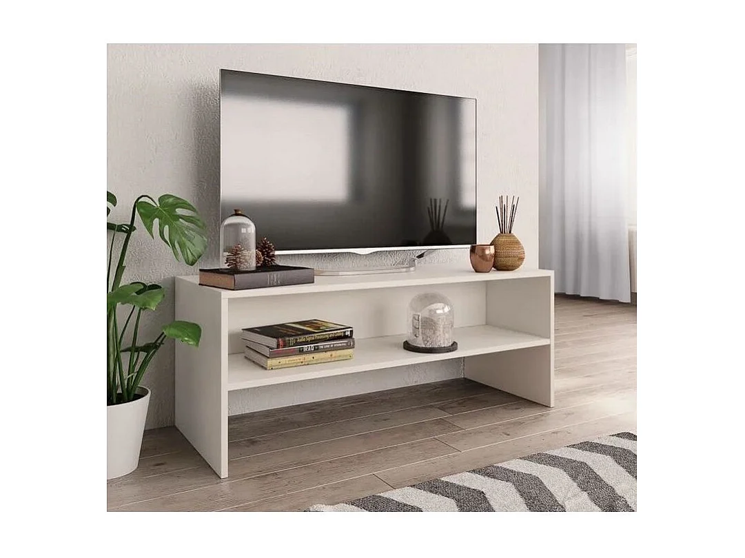 Meuble TV bois blanc Thela 100cm