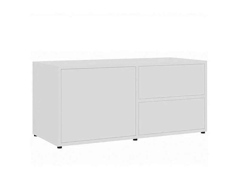 Meuble TV 1 porte 2 tiroirs bois blanc Ressi 80cm
