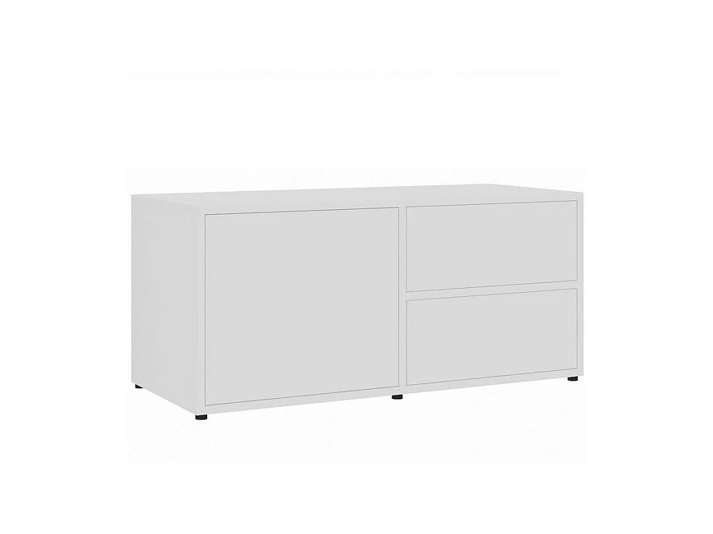 Meuble TV 1 porte 2 tiroirs bois blanc Ressi 80cm