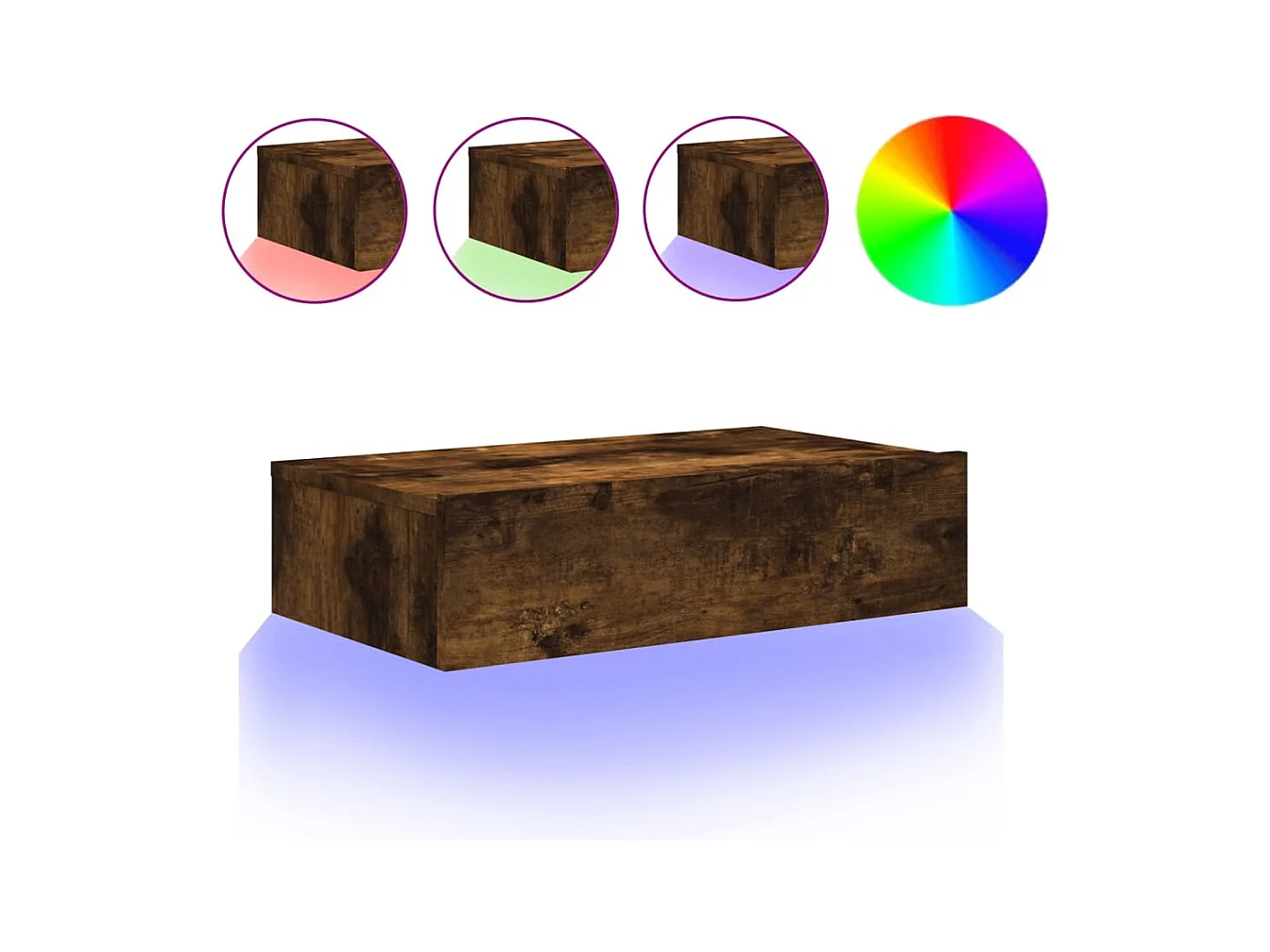 Meuble TV avec éclairage LED chêne fumé 60x35x15,5