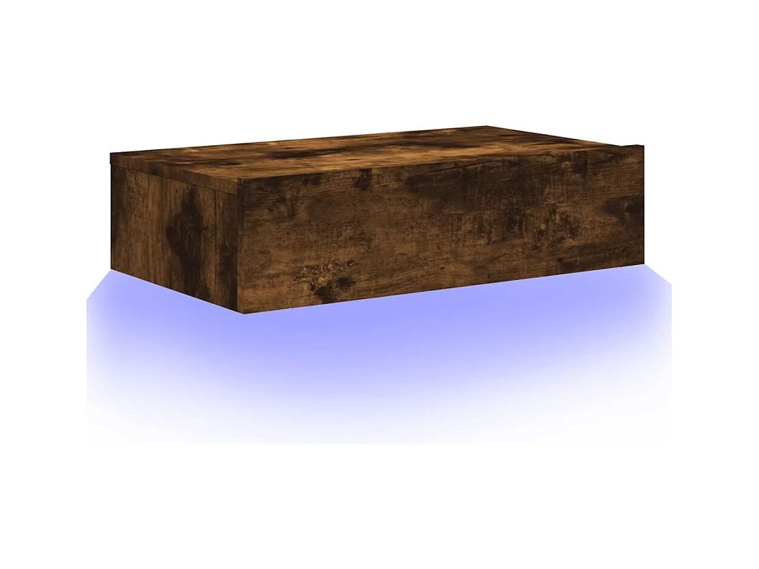 Meuble TV avec éclairage LED chêne fumé 60x35x15,5