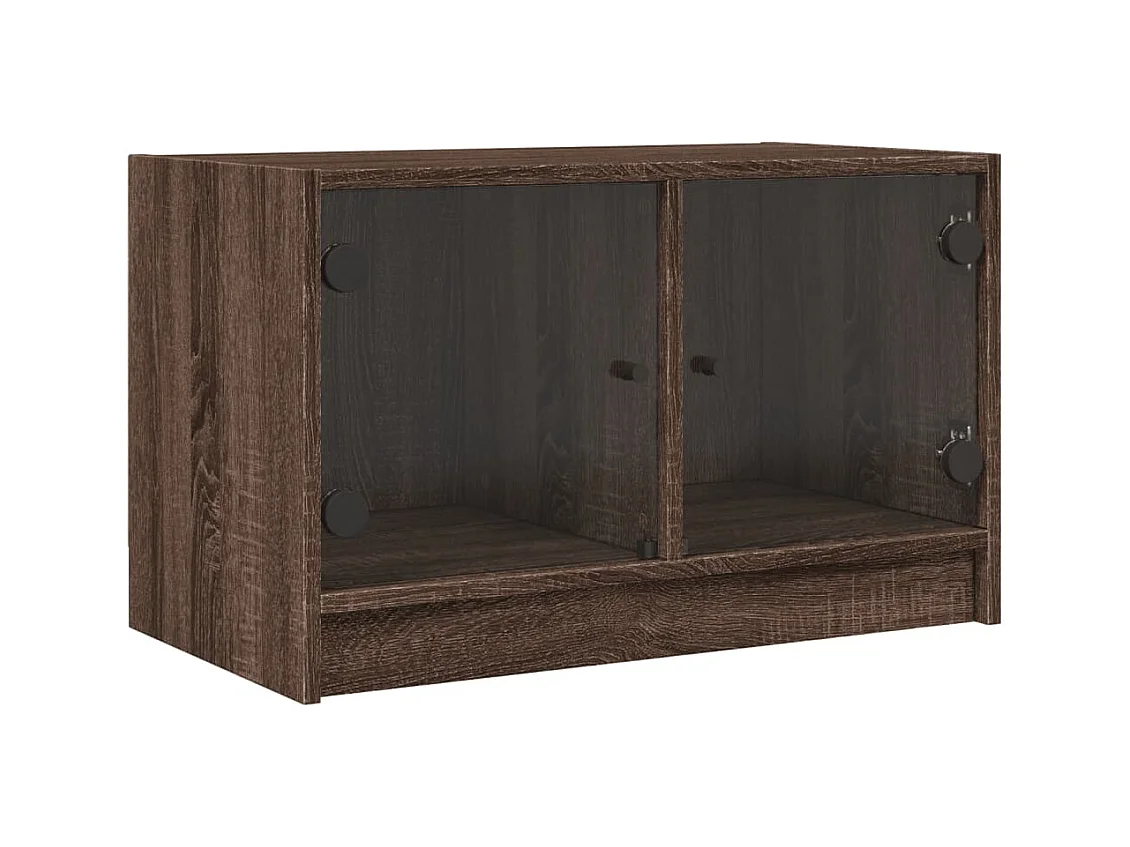 Meuble TV avec portes en verre chêne marron 68x37x42