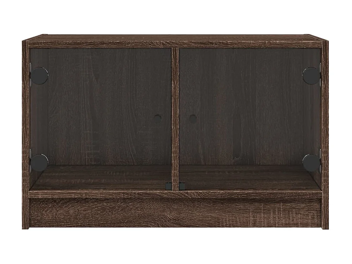 Meuble TV avec portes en verre chêne marron 68x37x42