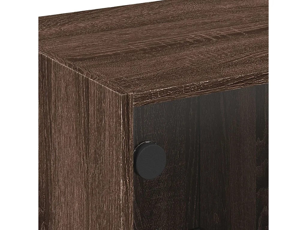 Meuble TV avec portes en verre chêne marron 68x37x42