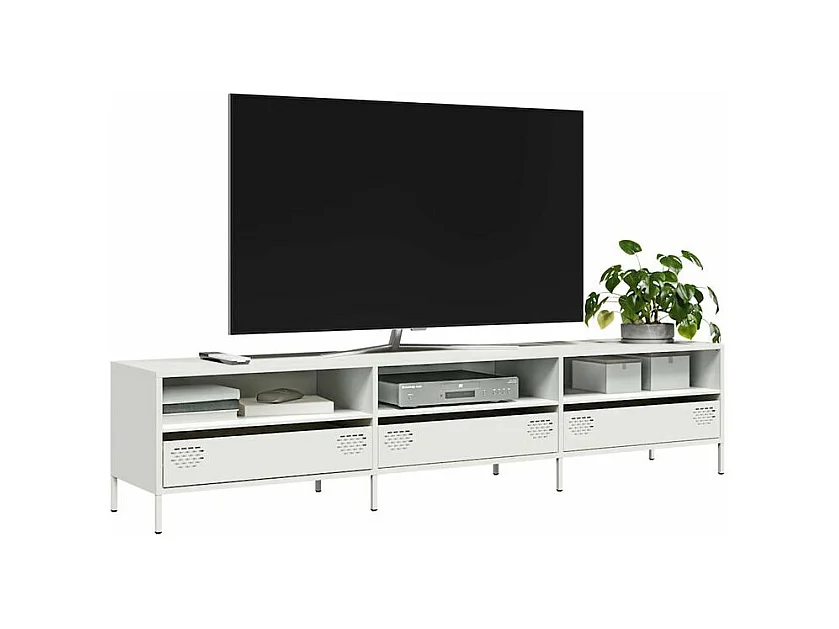 Meuble TV blanc 202x39x43,5 acier laminé à froid