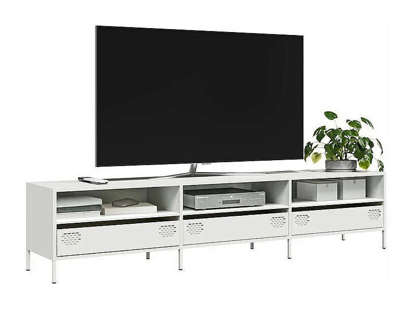 Meuble TV blanc 202x39x43,5 acier laminé à froid