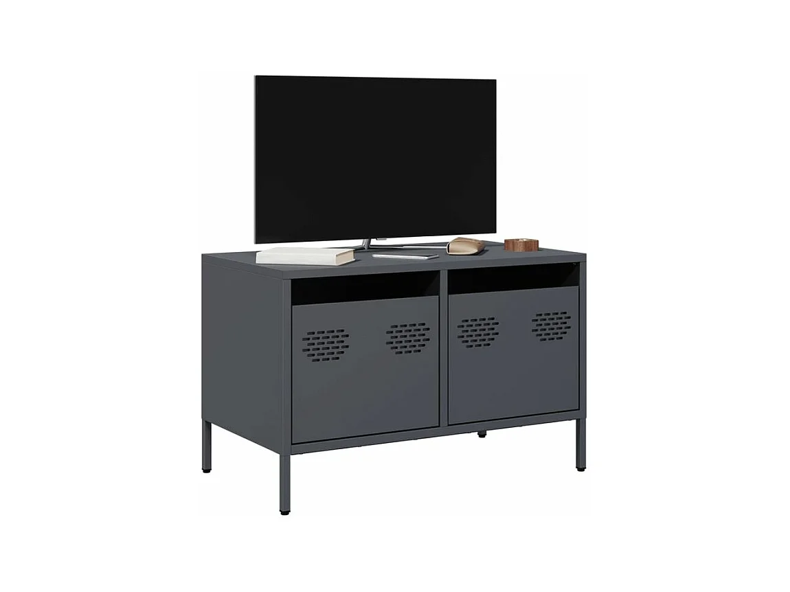 Meuble TV anthracite 68x39x43,5 acier laminé à froid