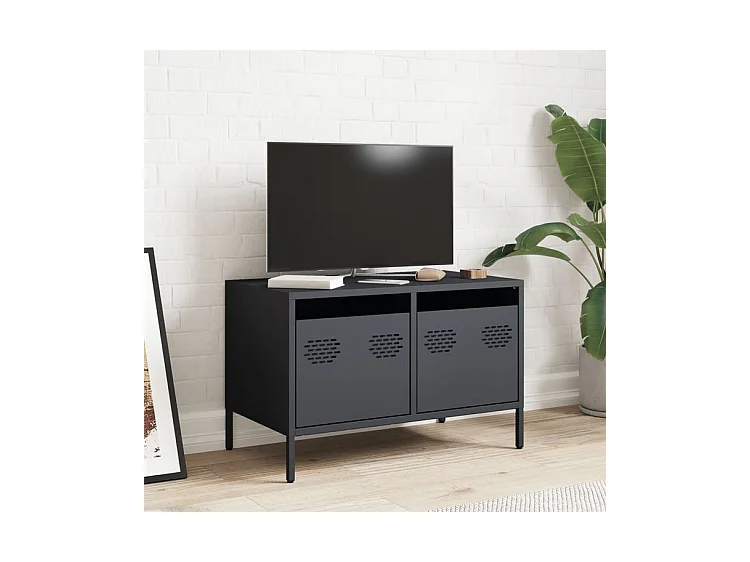 Meuble TV anthracite 68x39x43,5 acier laminé à froid