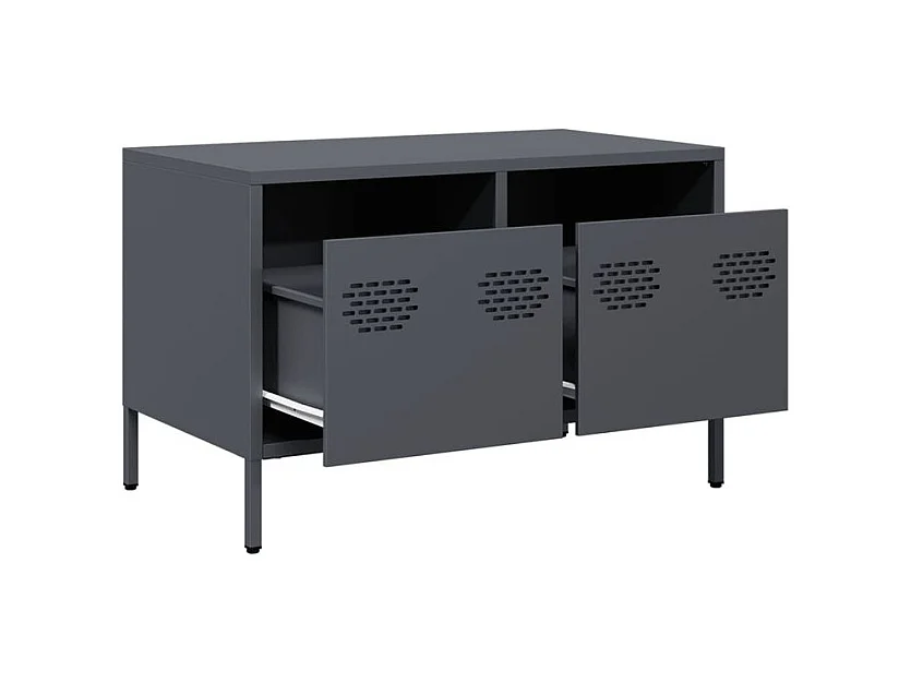 Meuble TV anthracite 68x39x43,5 acier laminé à froid