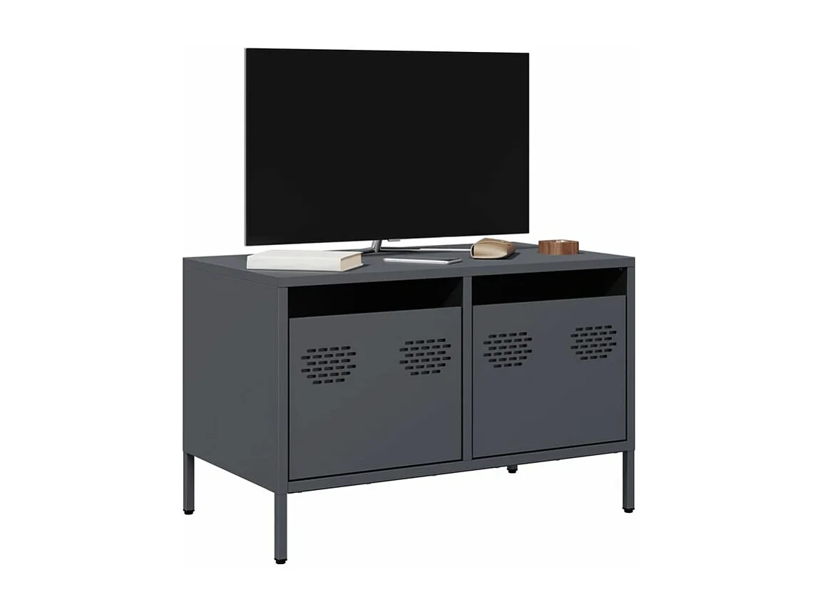 Meuble TV anthracite 68x39x43,5 acier laminé à froid