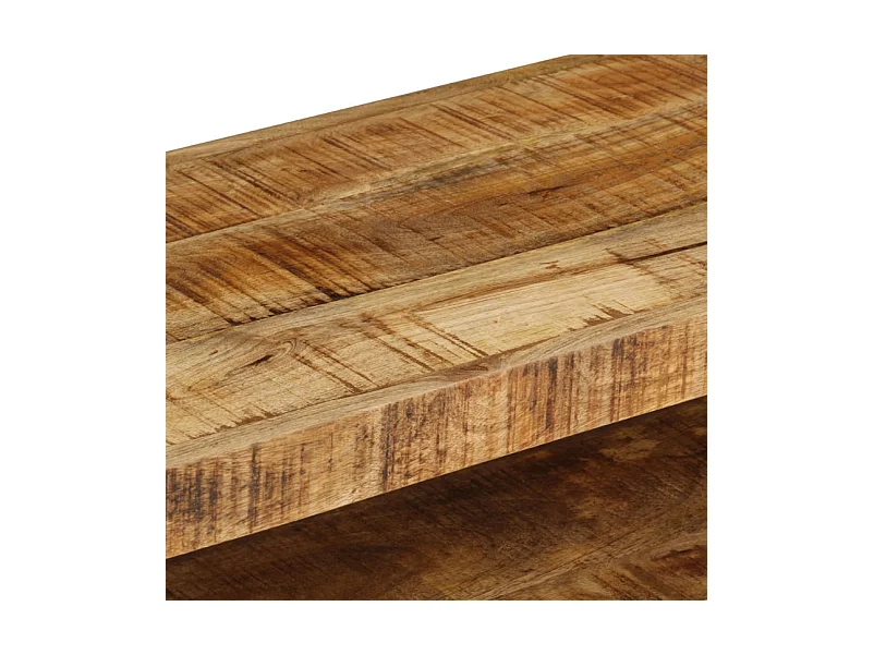 Meuble TV 2 tiroirs manguier massif clair et métal noir Maneci 120cm