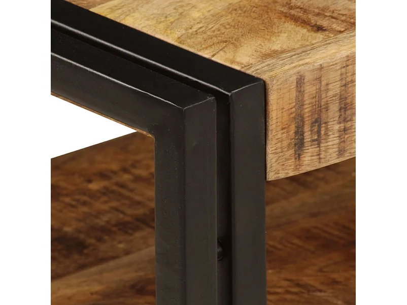 Meuble TV 2 tiroirs manguier massif clair et métal noir Maneci 120cm