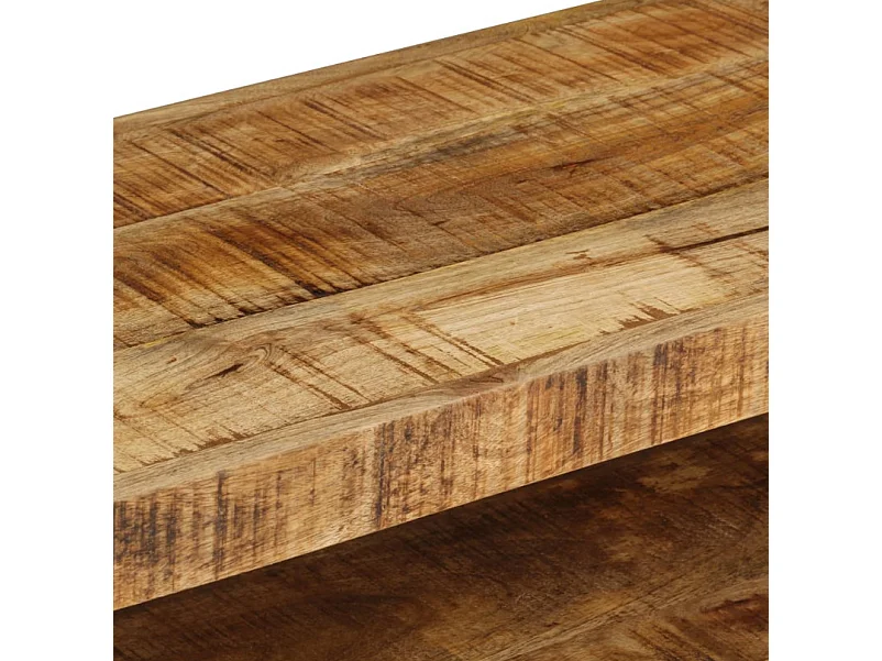 Meuble TV 2 tiroirs manguier massif clair et métal noir Maneci 120cm