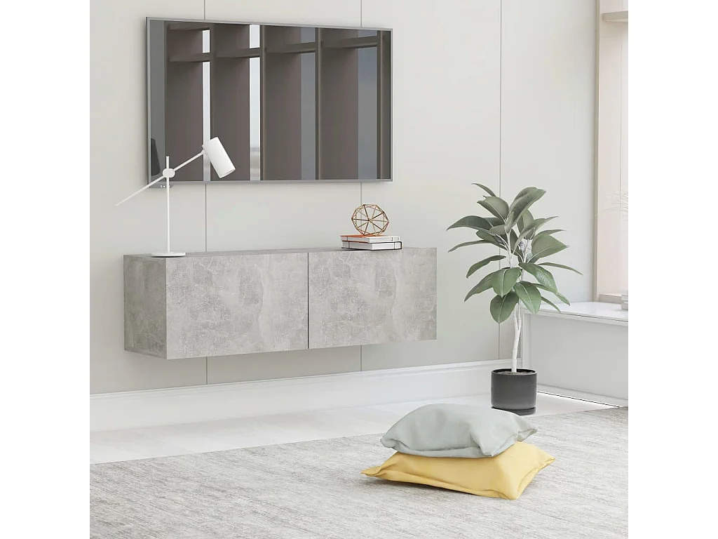 Meuble TV Gris béton 100x30x30