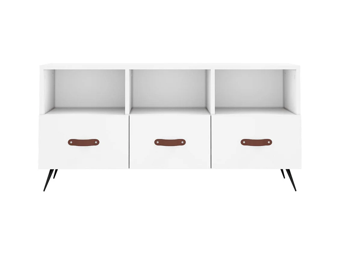 Meuble TV blanc 102x36x50 bois d'ingénierie