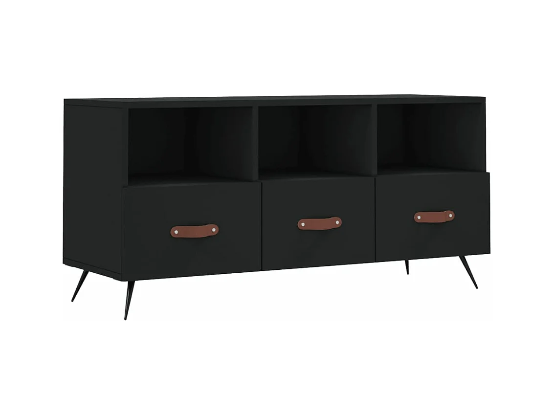 Meuble TV noir 102x36x50 bois d'ingénierie