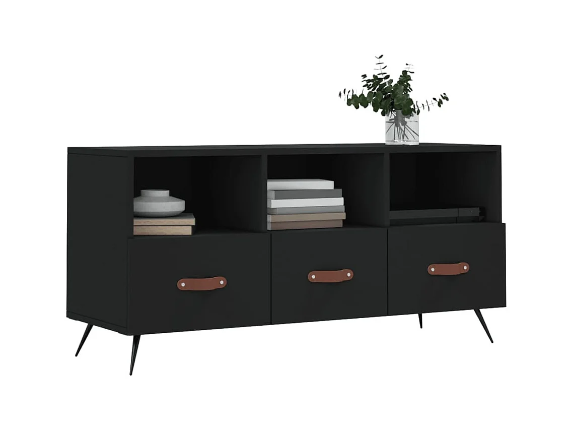 Meuble TV noir 102x36x50 bois d'ingénierie