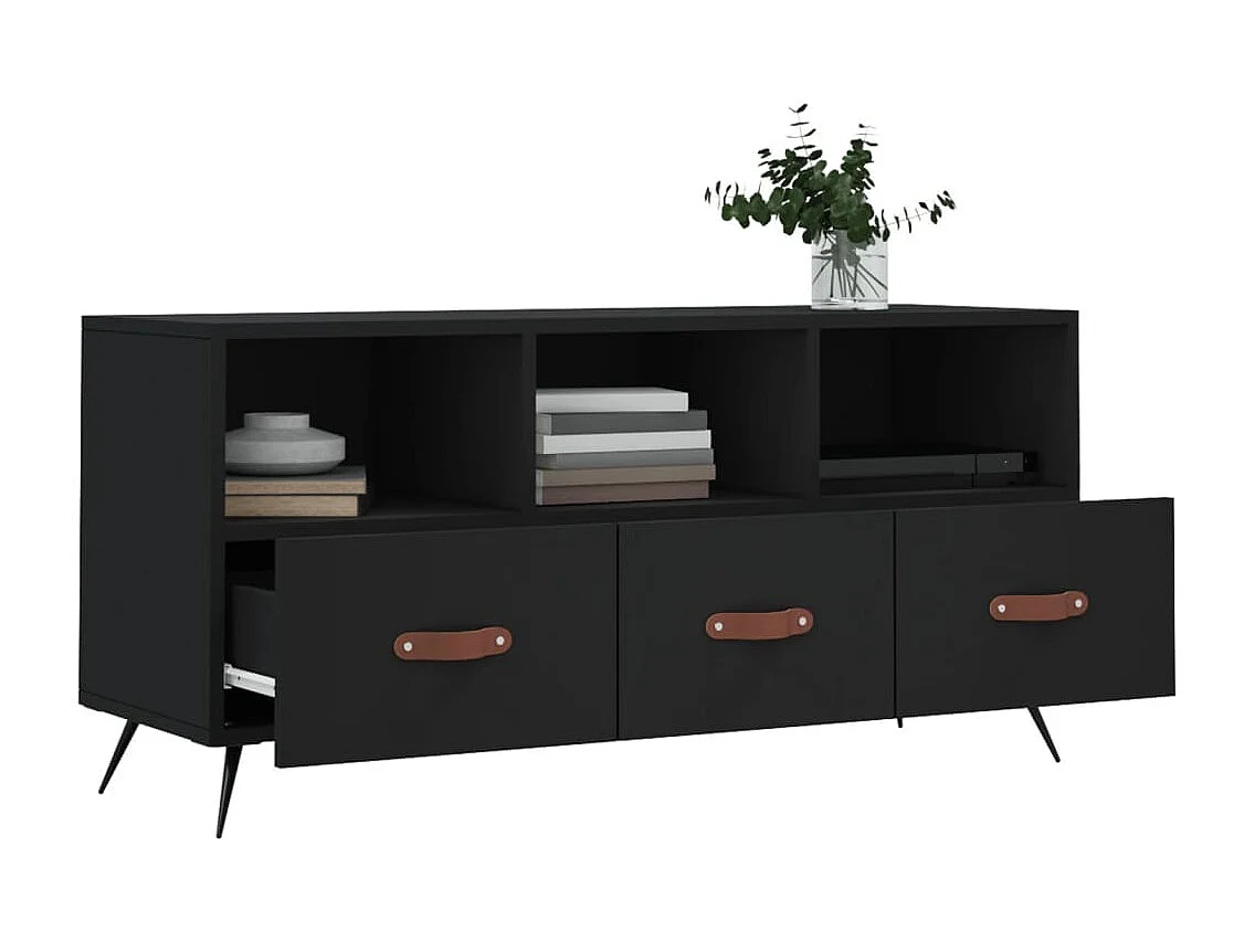 Meuble TV noir 102x36x50 bois d'ingénierie