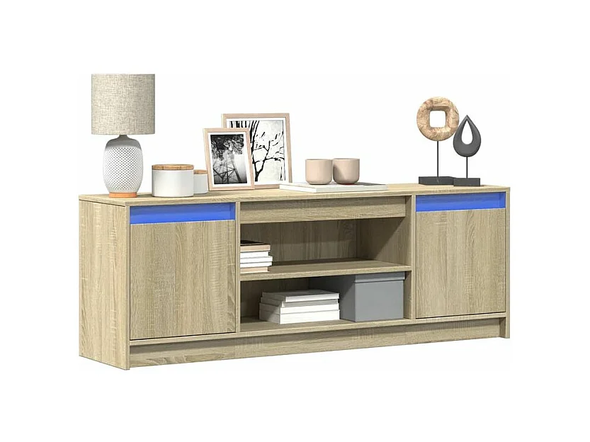 Meuble TV avec LED chêne sonoma 139,5x34x50 bois d'ingénierie