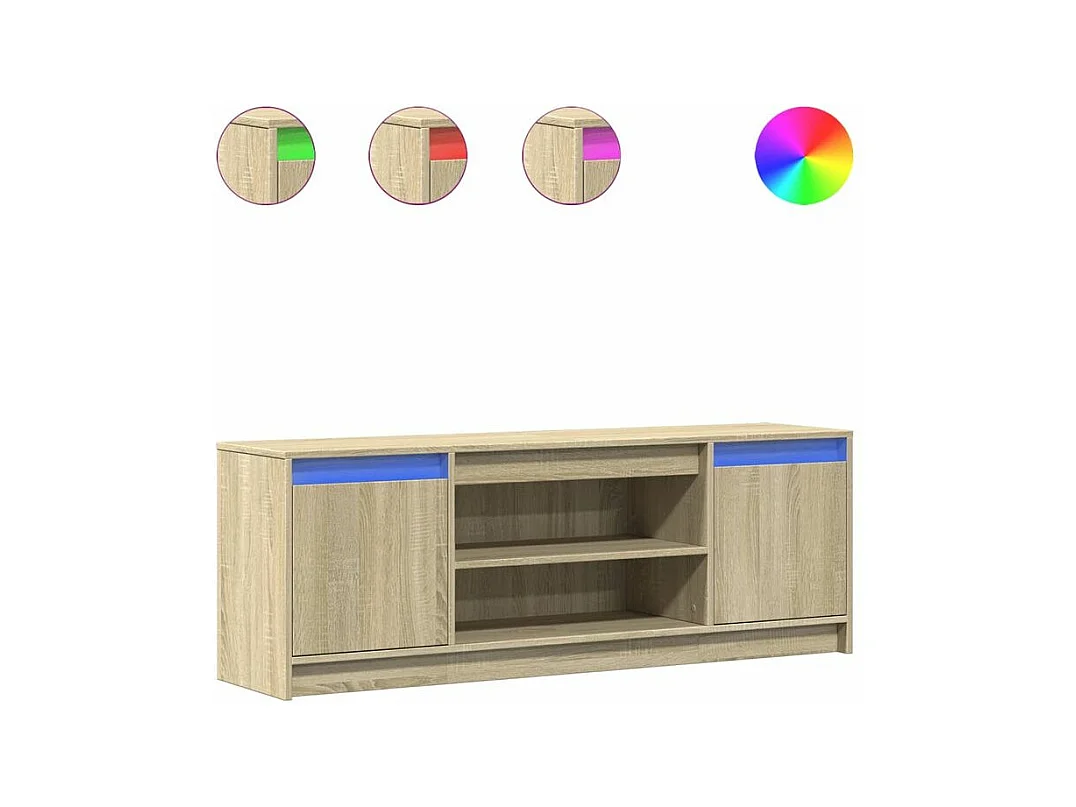 Meuble TV avec LED chêne sonoma 139,5x34x50 bois d'ingénierie