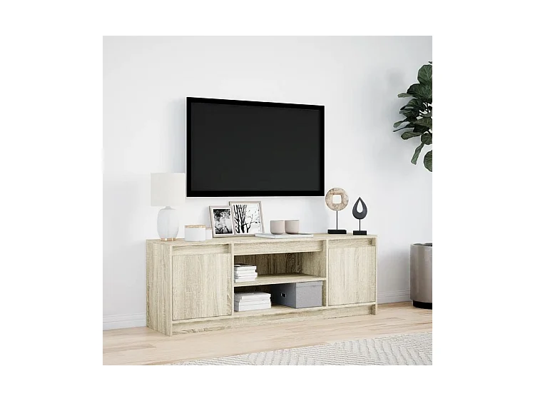 Meuble TV avec LED chêne sonoma 139,5x34x50 bois d'ingénierie