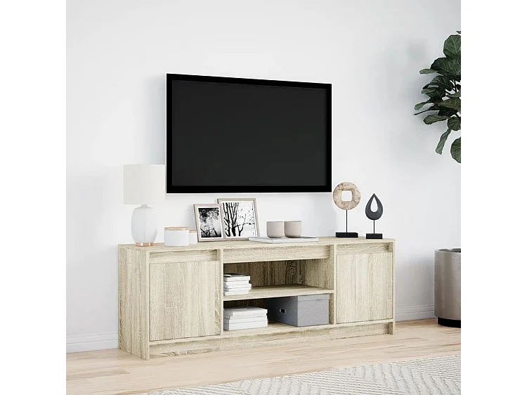 Meuble TV avec LED chêne sonoma 139,5x34x50 bois d'ingénierie