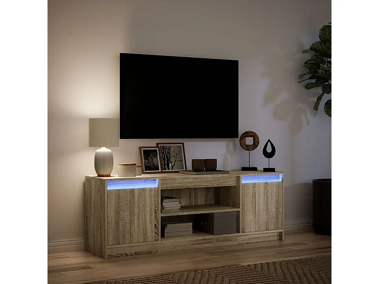 Meuble TV avec LED chêne sonoma 139,5x34x50 bois d'ingénierie