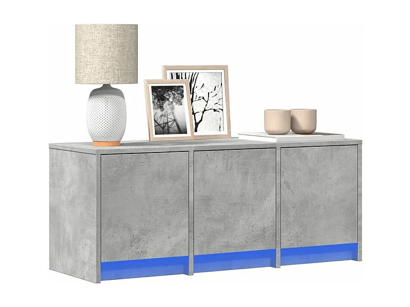 Meuble TV avec LED gris béton 97x34x40 bois d'ingénierie